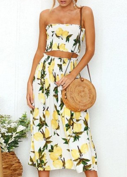 Dresses & Skirts - Lemon Maxi Two Piece Tube Top Set